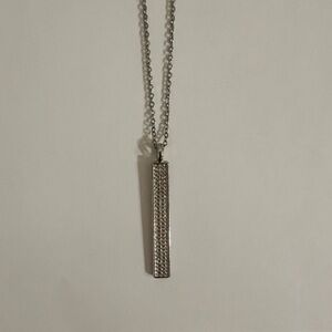 Long Silver Pendant Necklace